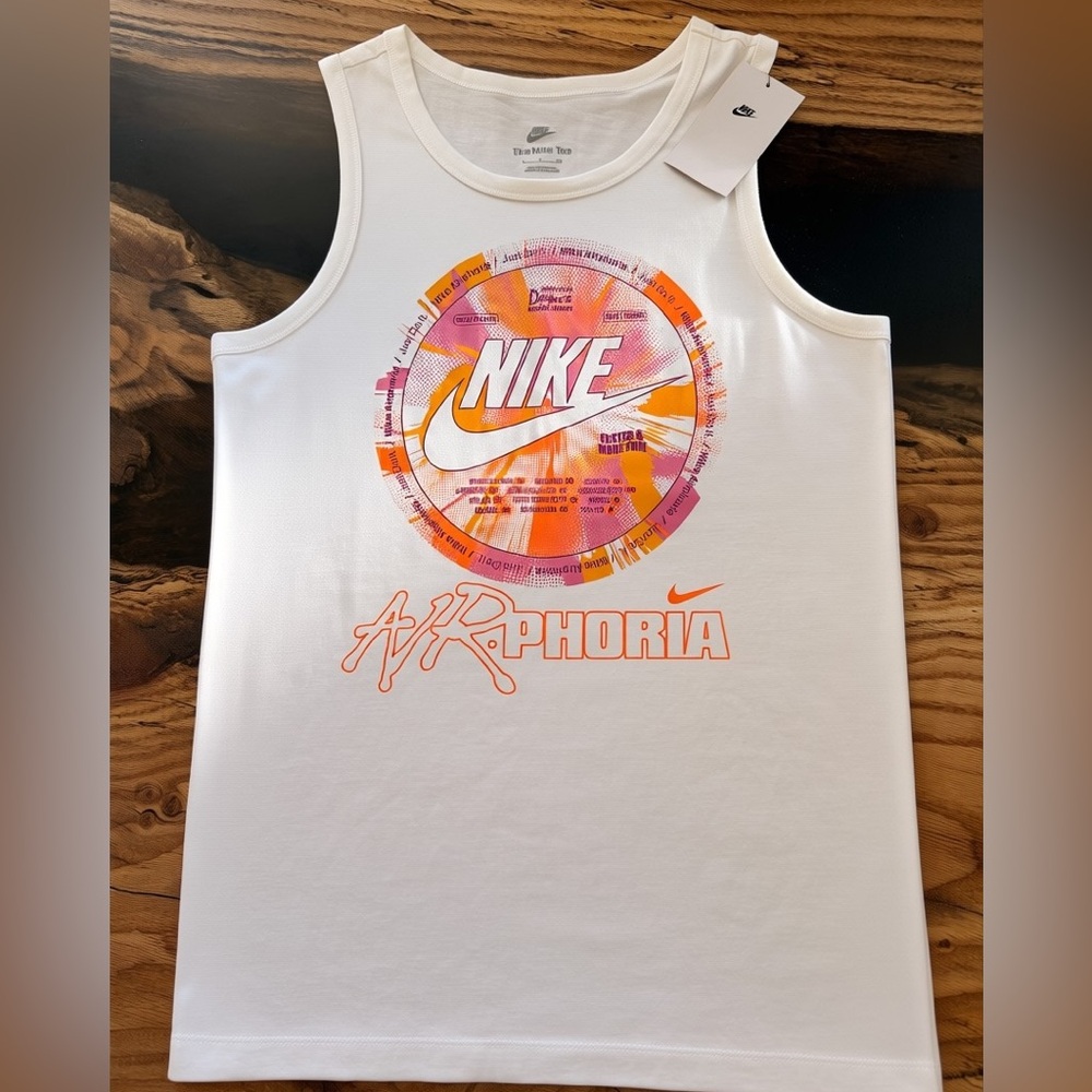 Nike Graphic Tank Top Womens Small White Orange Pink Logo NWT